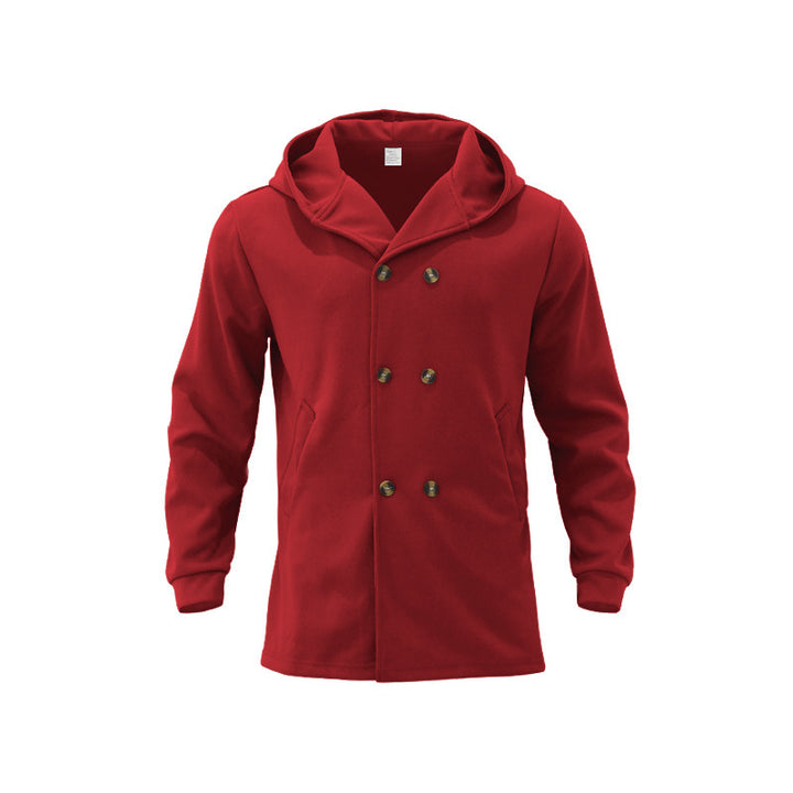 Men's elegant double-breasted coat with hood and practical pockets Lisslune