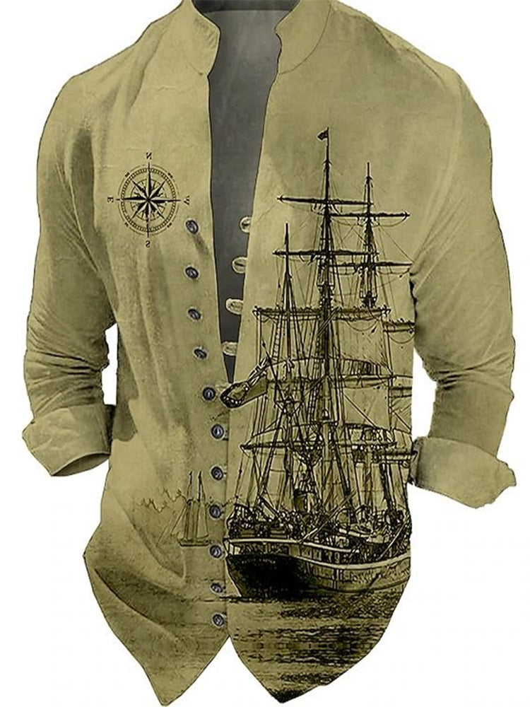 Men's vest with nostalgic maritime ship design Lisslune