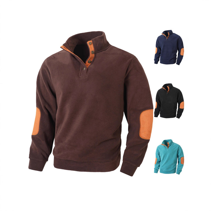 Men's comfortable fleece pullover with collar and contrast trim Lisslune