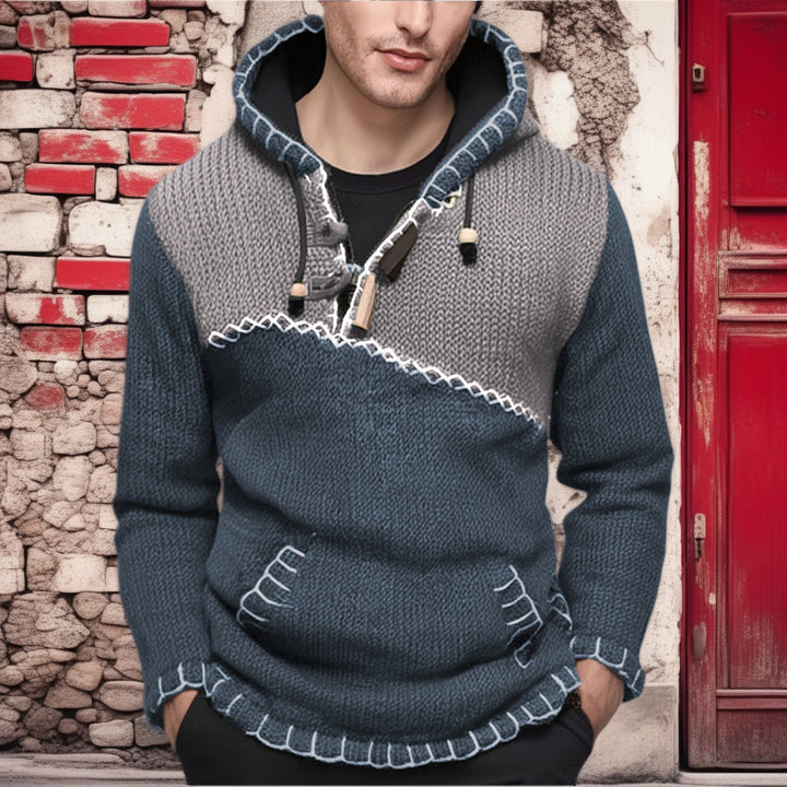 Men's hoodie with unique zigzag pattern and high-quality knit structure Lisslune