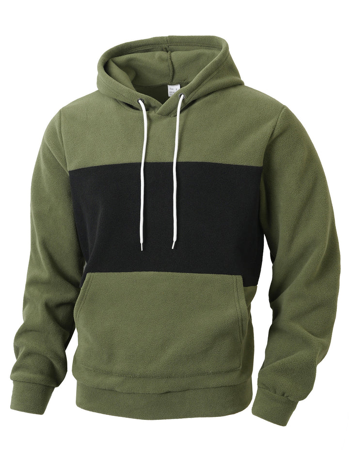 Men's Fleece Hoodie with Contrasting Color Stripes Lisslune