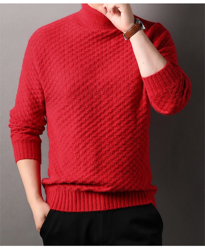 Men's knit sweater with high collar and textured design Lisslune
