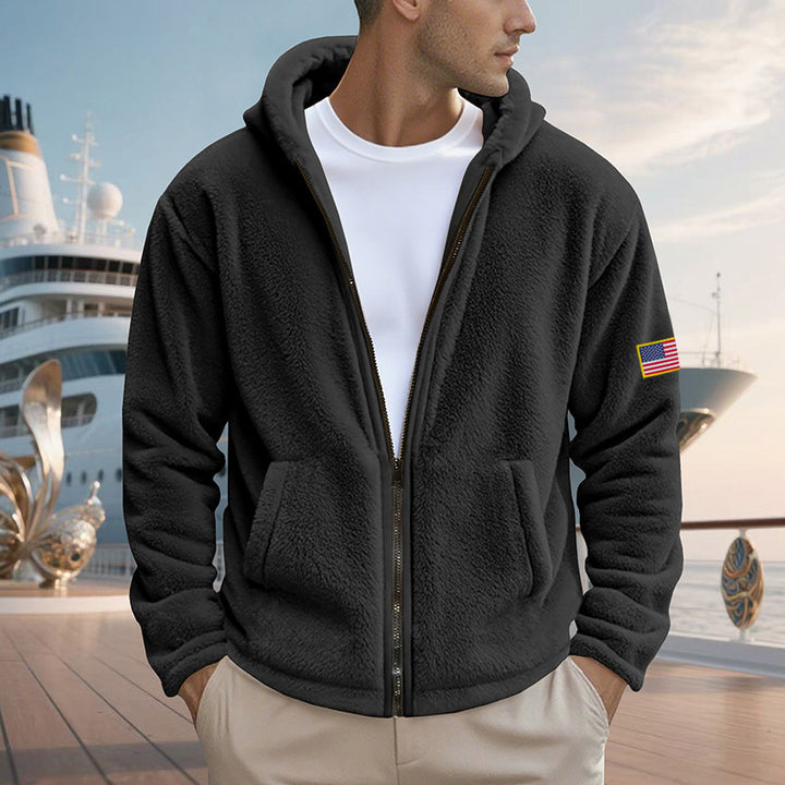 Men's fleece hoodie with practical pockets and modern zipper Lisslune