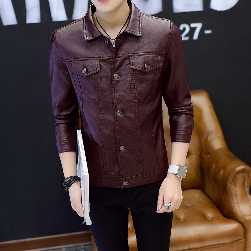Men's stylish synthetic leather jacket with casual fit Lisslune