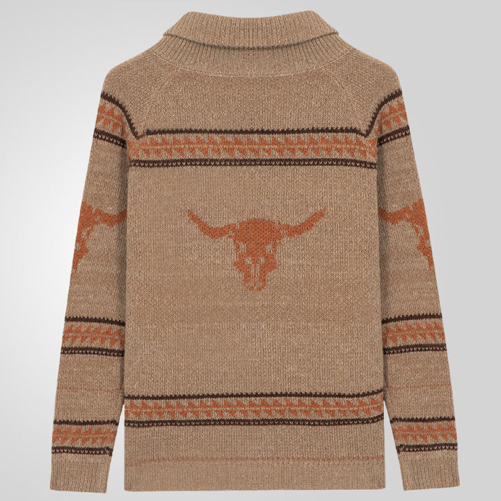 Men's cardigan with unique Wild West pattern and warm lining Lisslune