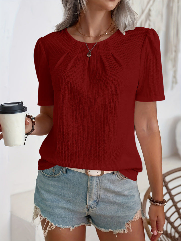 Women's Fashion Top with Textured Design and Puff Sleeves Lisslune