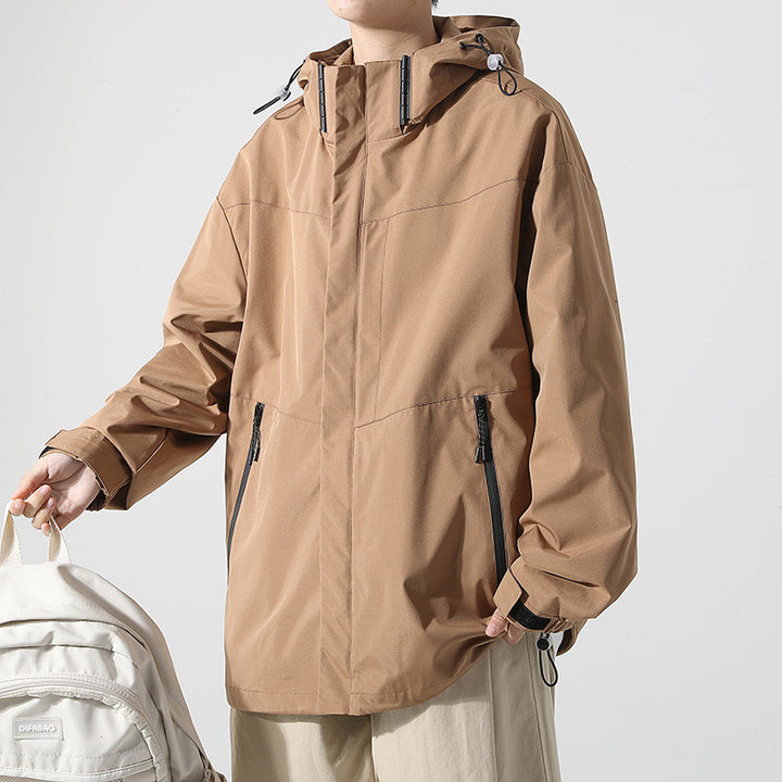 Men's Waterproof Transition Jacket with Adjustable Hood Collar and Practical Pockets Lisslune
