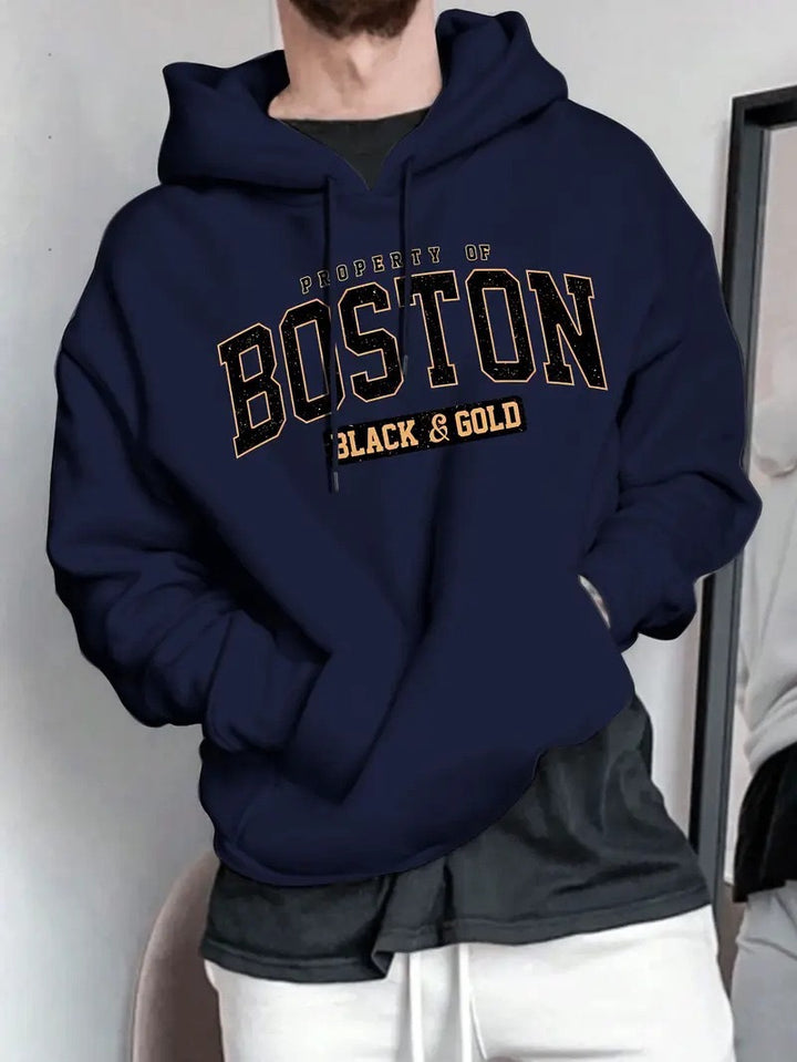 Men's hoodie with striking Boston print and soft interior Lisslune