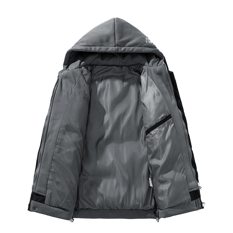 Men's insulated quilted jacket with adjustable hood and elastic cuffs Lisslune
