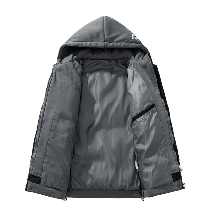 Men's insulated quilted jacket with adjustable hood and elastic cuffs Lisslune