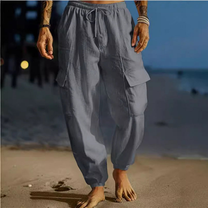 Men's cargo pants with elastic waistband and practical side pockets Lisslune