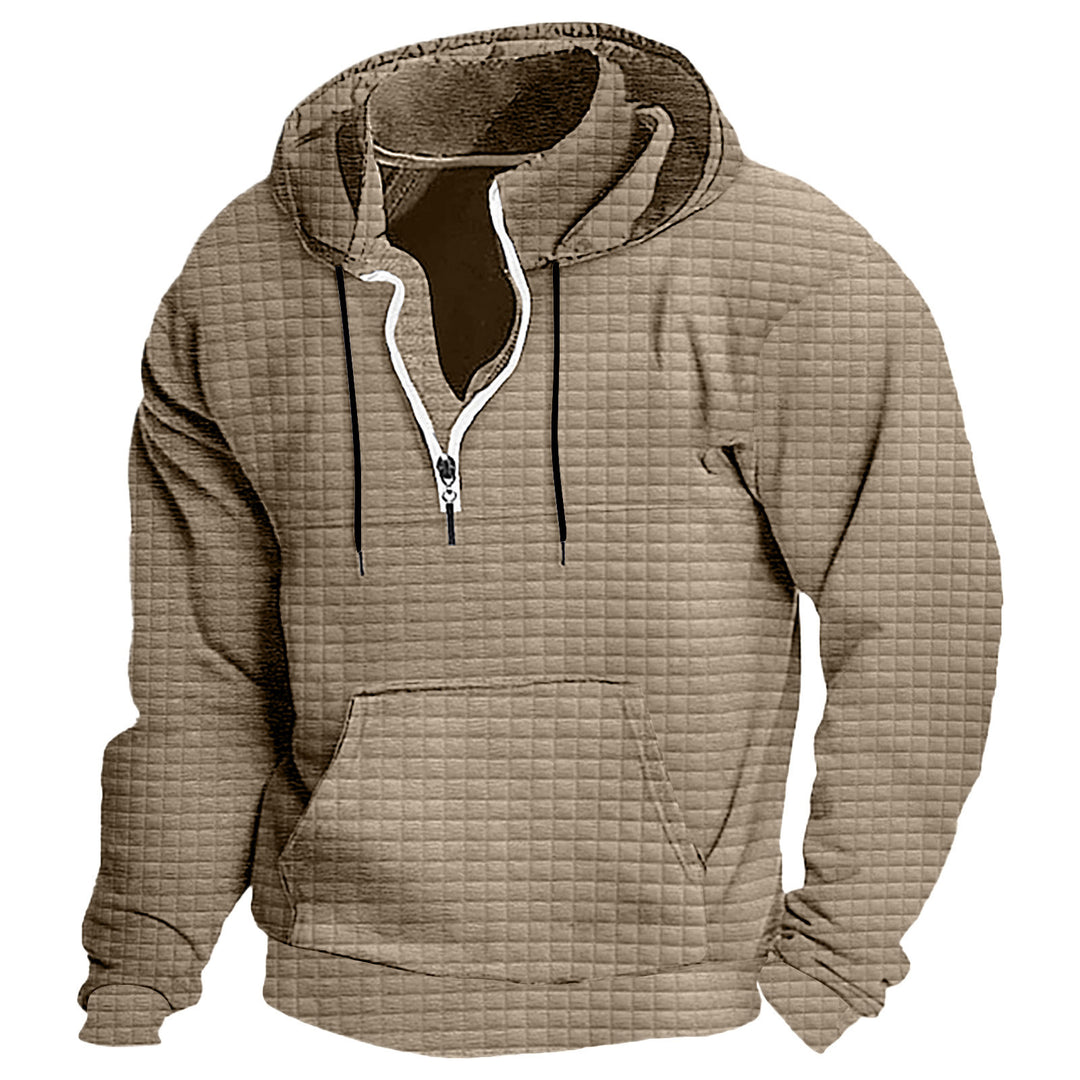 Men's hooded sweatshirt with textured design and practical zipper Lisslune