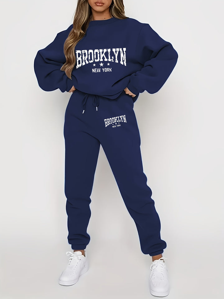 Women's hoodie and jogger set with urban Brooklyn design Lisslune