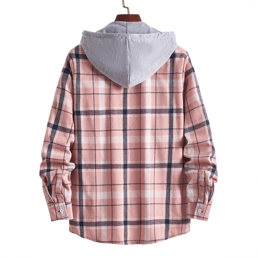 Men's overshirt with hood in modern check design Lisslune