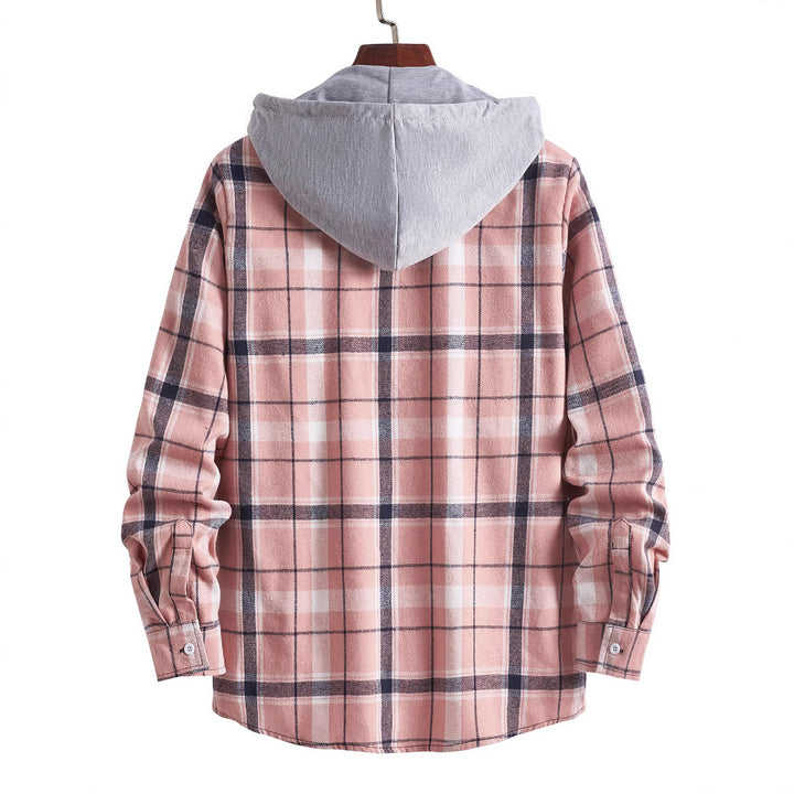 Men's overshirt with hood in modern check design Lisslune
