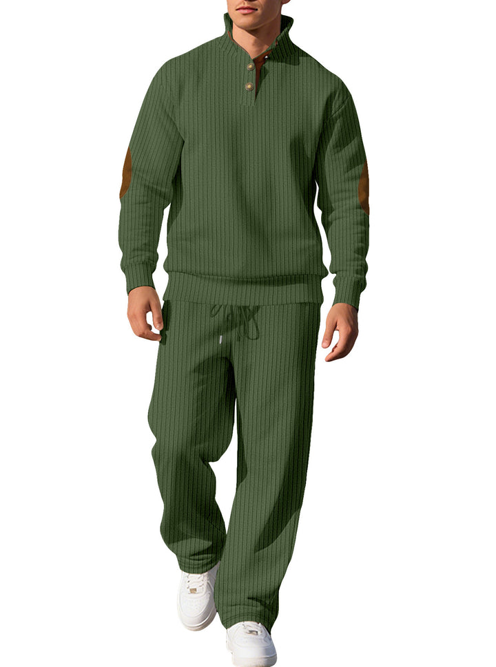 Men's sporty sweatshirt with innovative button placket design and fashionable accents Lisslune