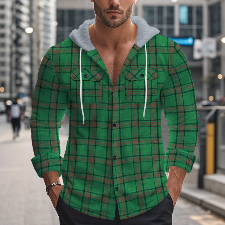 Men's shirt with hood in casual check pattern Lisslune