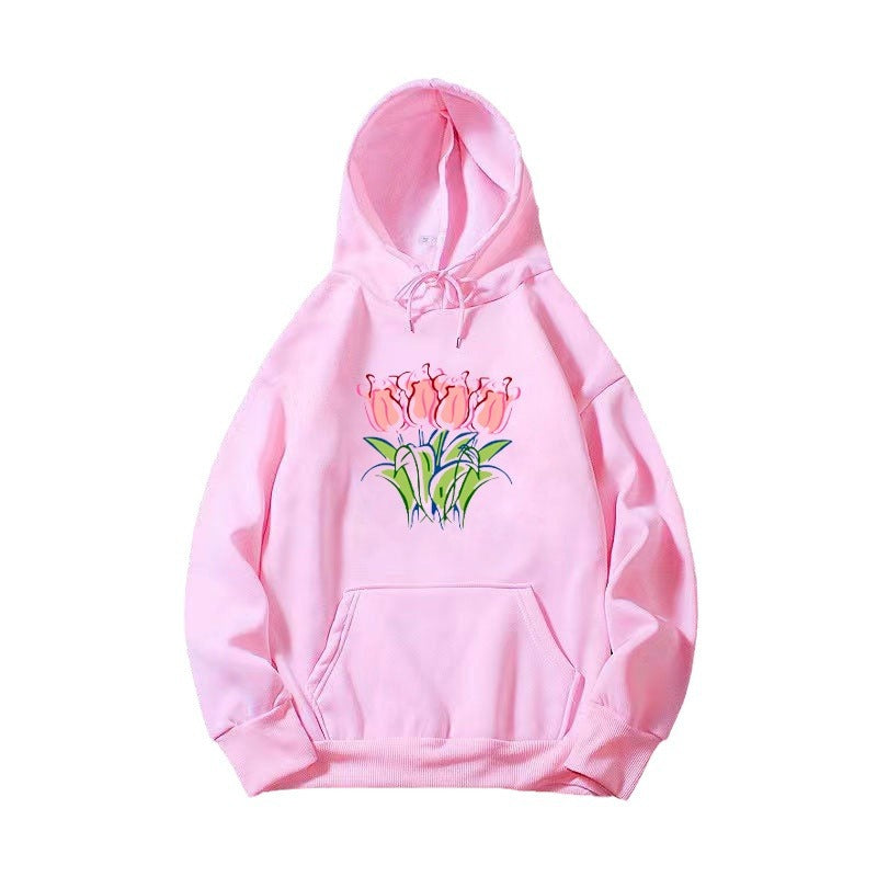 Women's hoodie with floral tulip motif Lisslune