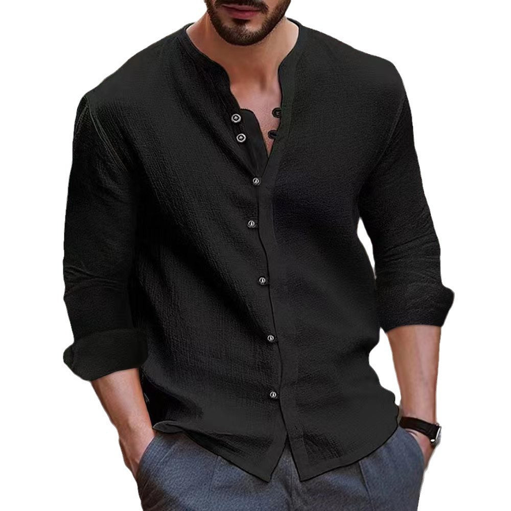 Men's Elegant Shirt with Button Placket and Textured Design Lisslune