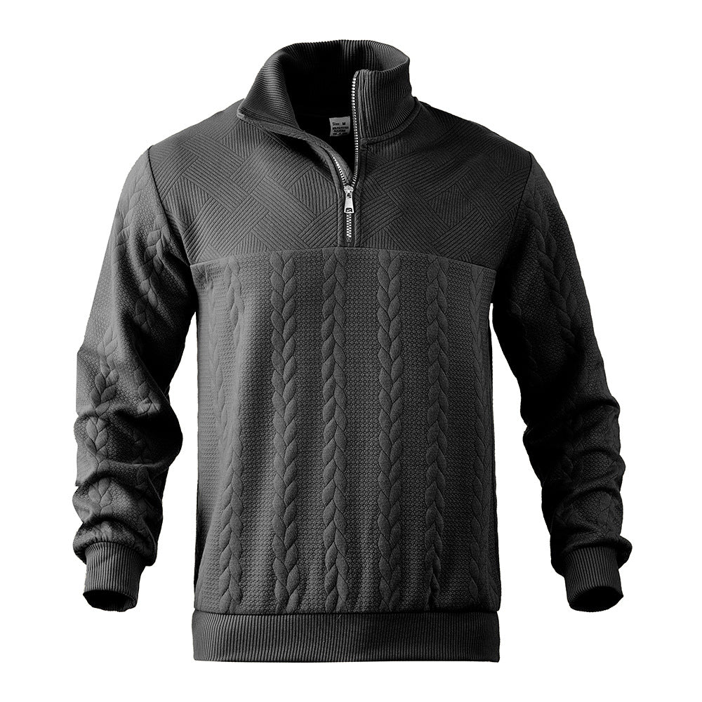 Men's fleece pullover with high collar and textured design Lisslune