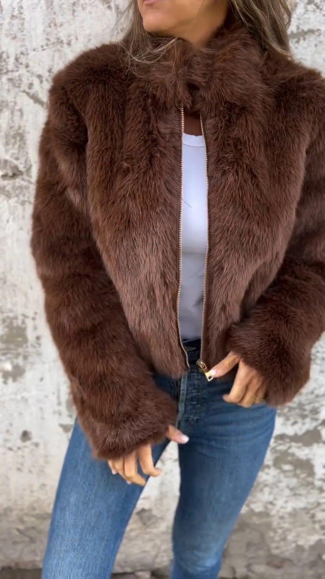 Women's Cozy Fleece Jacket with High Collar Lisslune