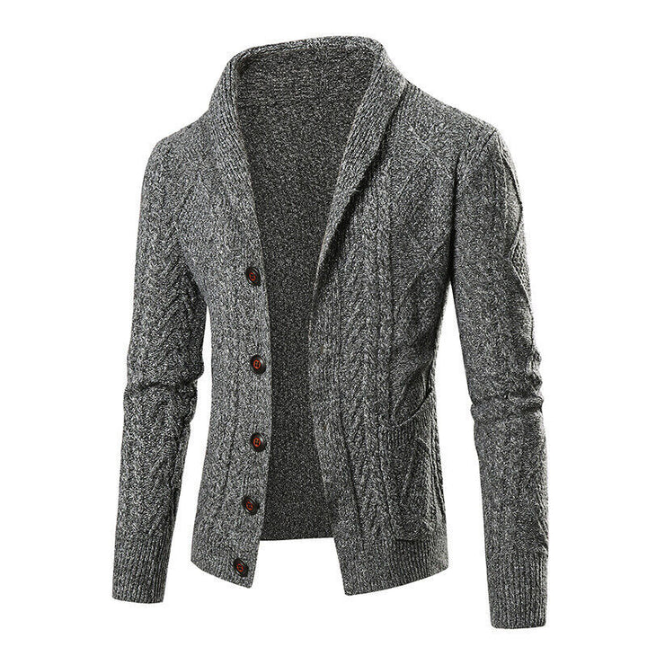 Men's cardigan with elegant cable pattern and button placket Lisslune