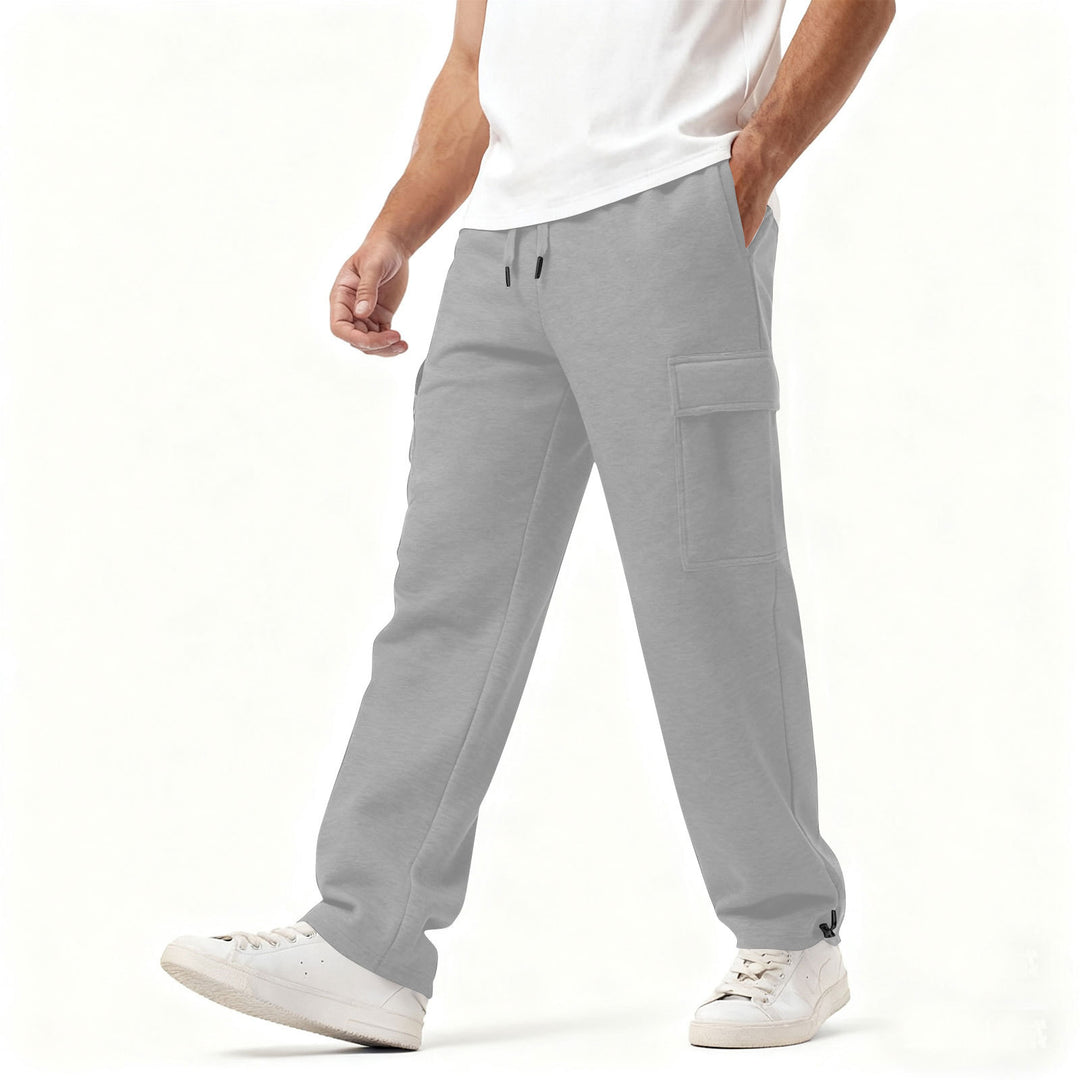Men's Cargo-Style Leisure Pants with Practical Side Pockets and Elastic Waistband Lisslune
