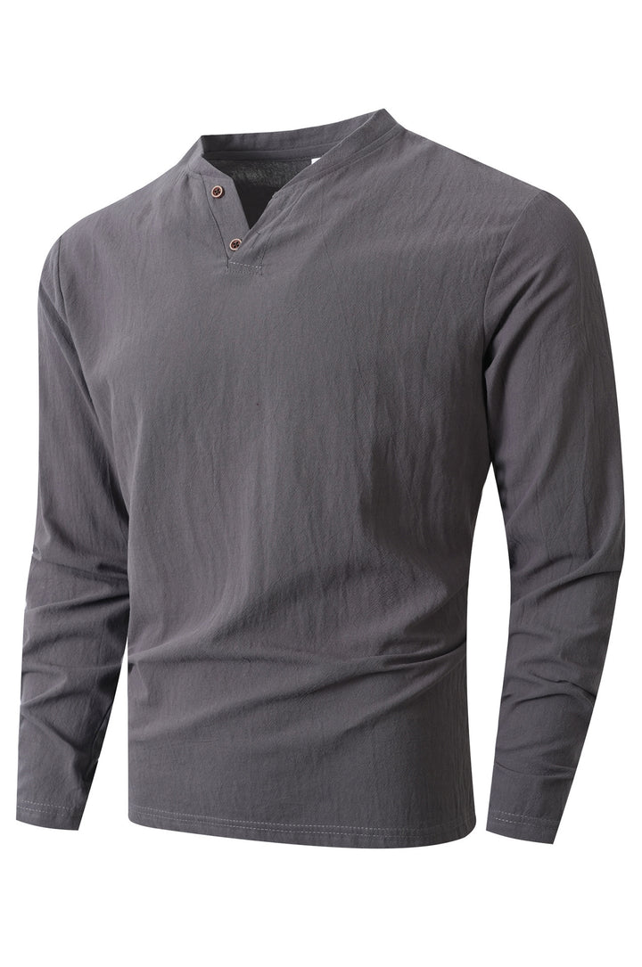 Men's Long Sleeve Shirt with Modern Stand-Up Collar and Elegant Buttons Lisslune