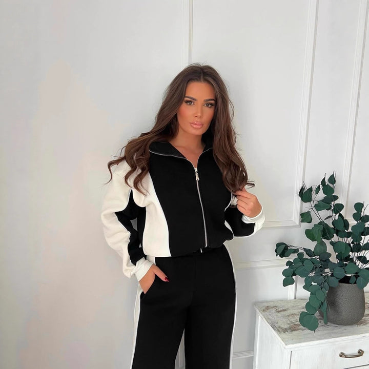 Women's sporty high-quality leisure set with standing collar and practical pockets Lisslune