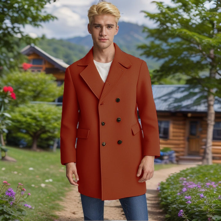 Men's elegant double-breasted coat made of soft material Lisslune