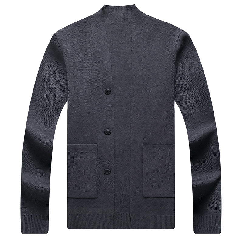 Men's Cardigan with Button Placket and Side Pockets Lisslune