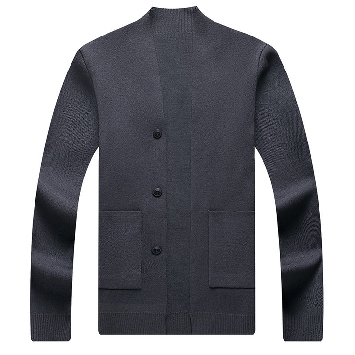 Men's Cardigan with Button Placket and Side Pockets Lisslune
