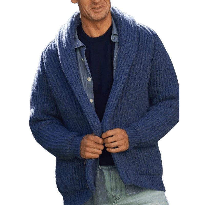 Men's knitted cardigan with draped lapel Lisslune