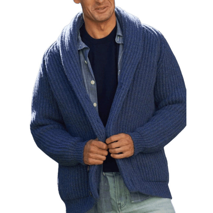 Men's knitted cardigan with draped lapel Lisslune