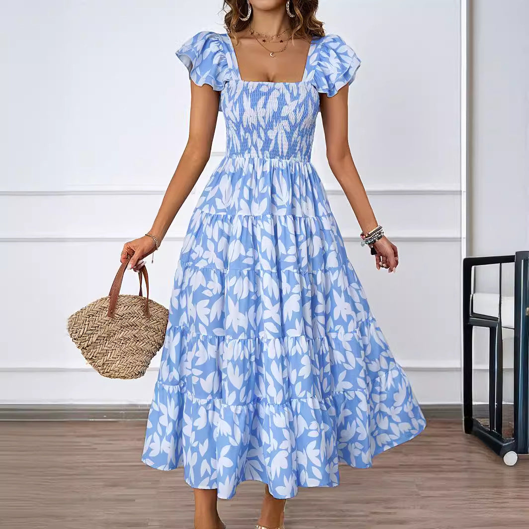 Ladies maxi dress with voluminous ruffle details and swinging skirt Lisslune
