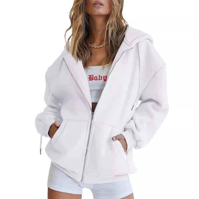 Women Oversize Hoodie Jacket with High Collar Lisslune