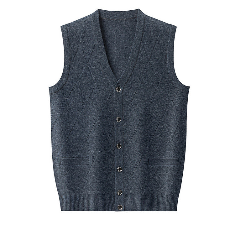 Men's knit vest with V-neck and classic diamond pattern Lisslune