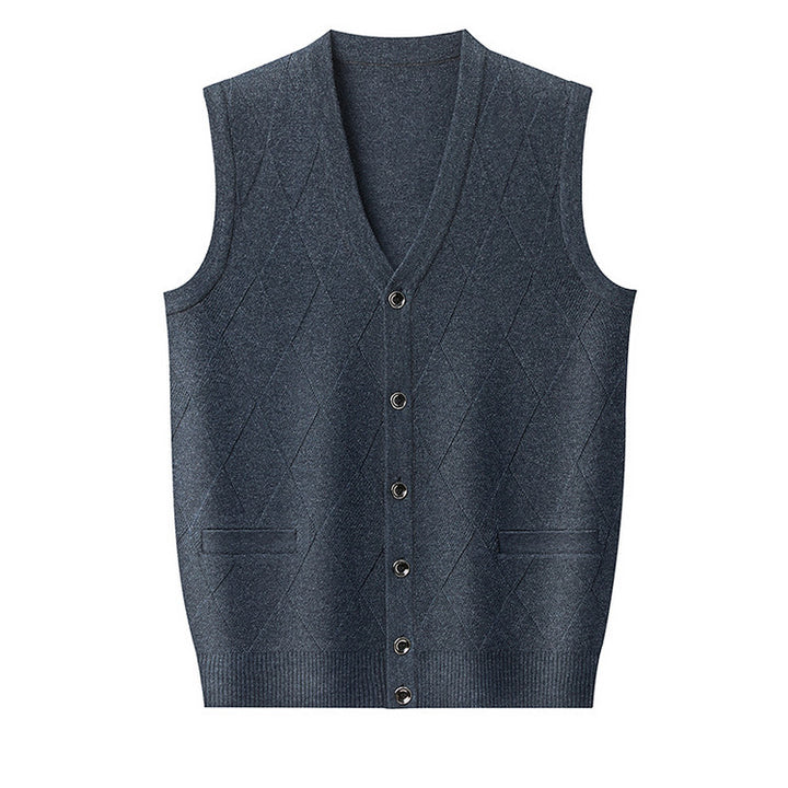 Men's knit vest with V-neck and classic diamond pattern Lisslune