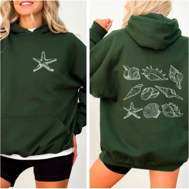 Women Oversized Hoodie with Maritime Shell Design Lisslune