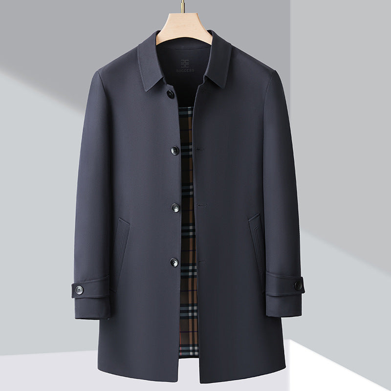 Men's Stylish Trench Coat with Classic Cut and Practical Pockets Lisslune