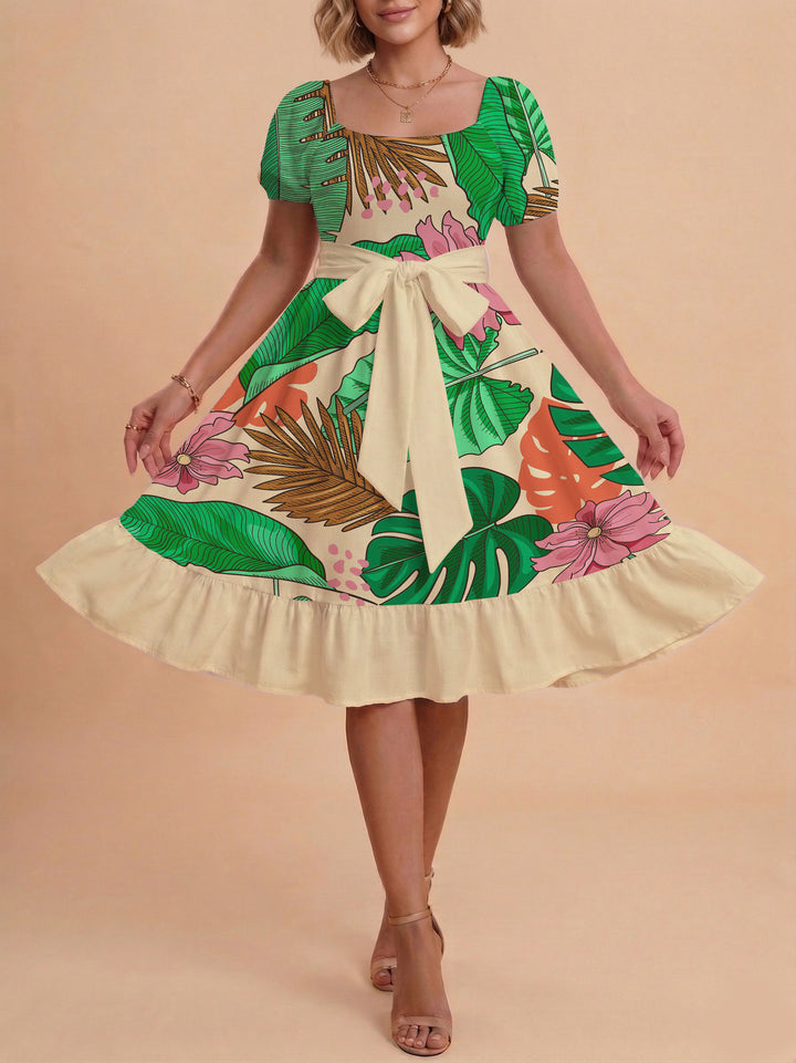 Women's dress with tailored fit and playful floral pattern Lisslune
