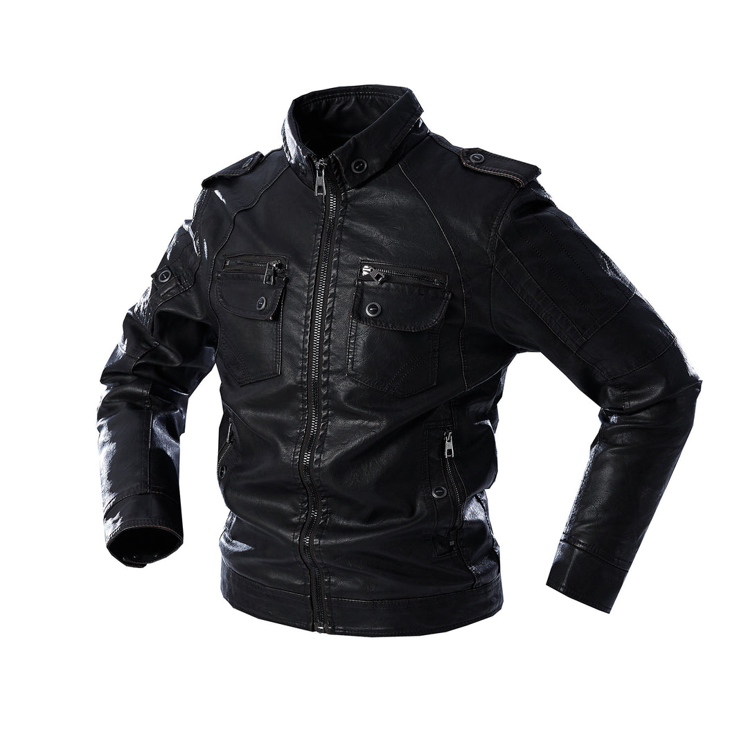 Men's Casual Leather Jacket with Numerous Pockets Lisslune