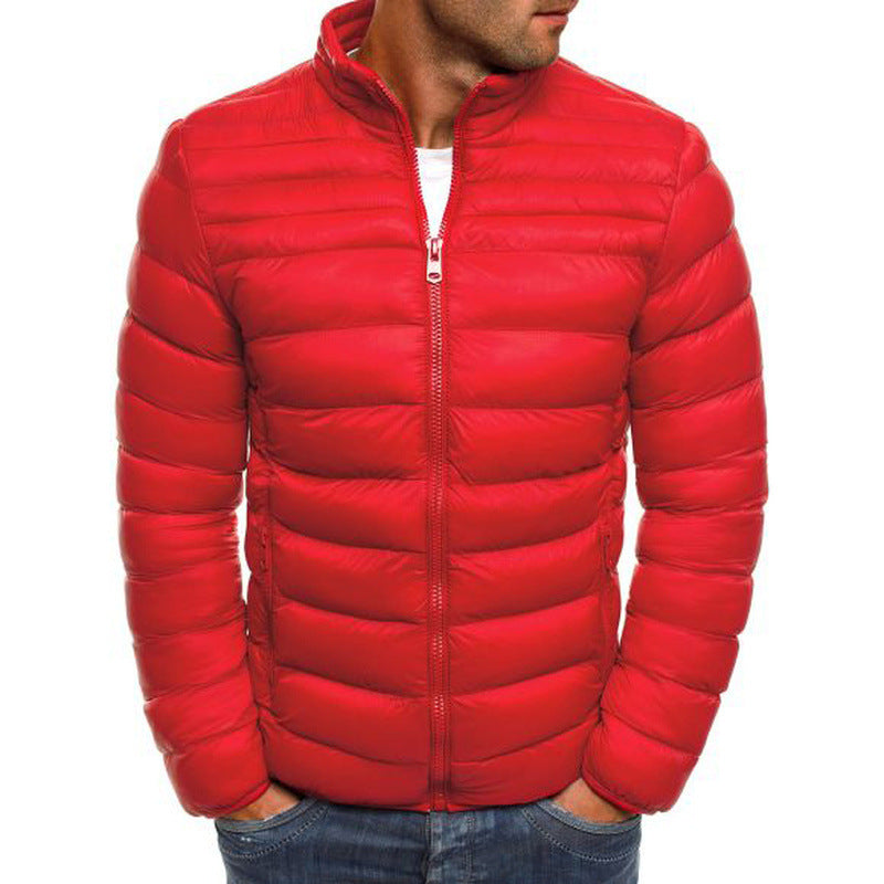 Men's fashionable quilted jacket with high collar and side zip pockets Lisslune