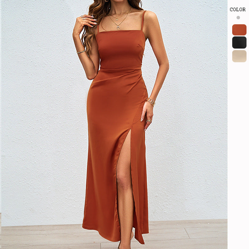 Women's Luxurious Evening Dress with Deep Slit and Adjustable Straps Lisslune