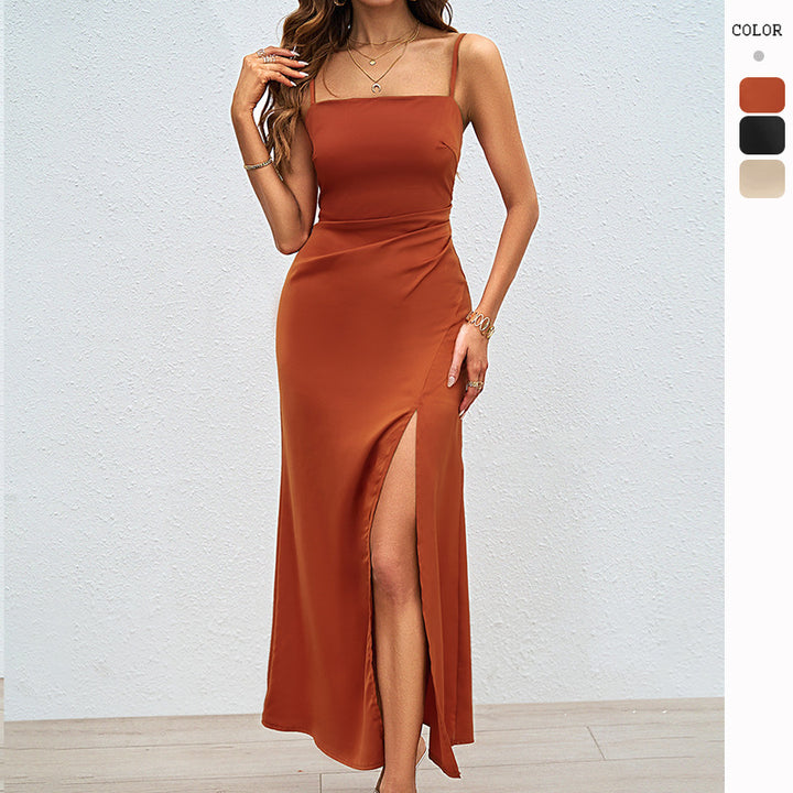 Women's Luxurious Evening Dress with Deep Slit and Adjustable Straps Lisslune