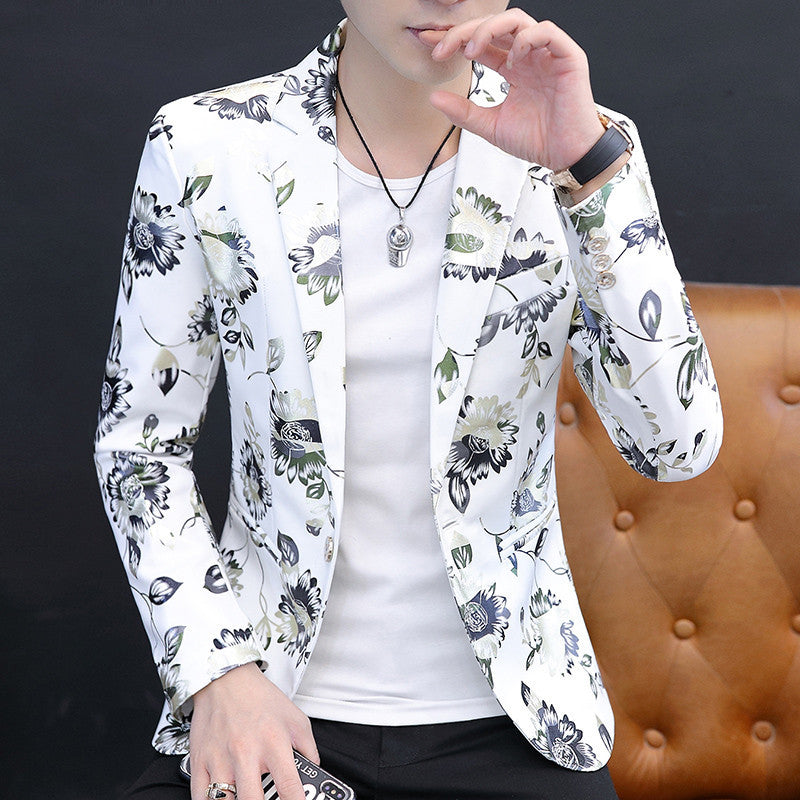 Men's fashionable blazer with floral design Lisslune
