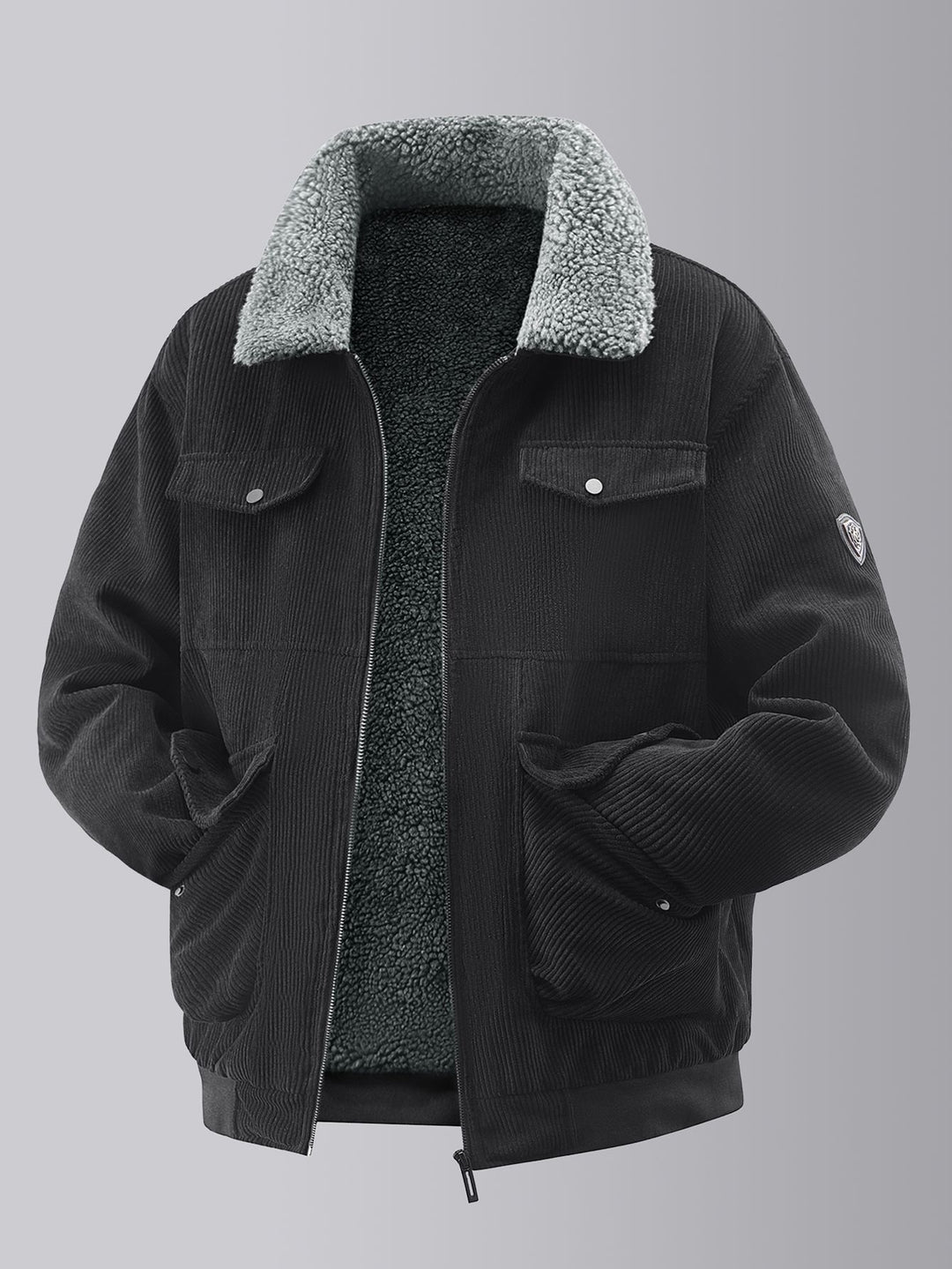 Men's cozy teddy fleece jacket with practical chest pockets and elastic cuffs Lisslune