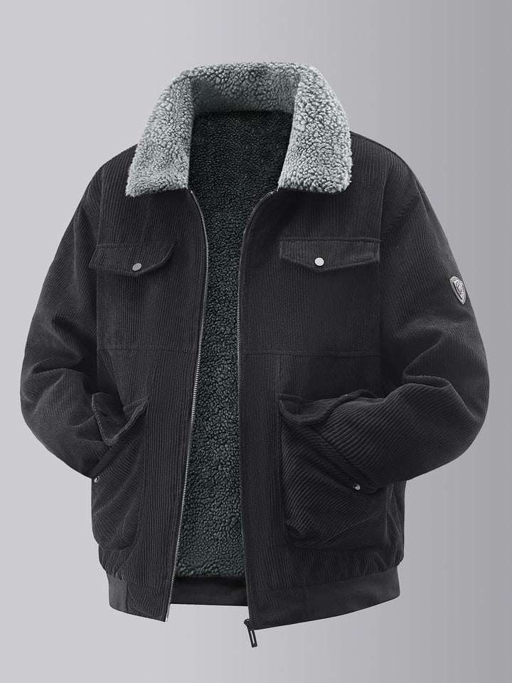 Men's cozy teddy fleece jacket with practical chest pockets and elastic cuffs Lisslune