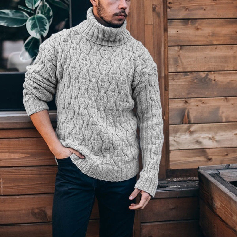Men's chunky knit turtleneck sweater Lisslune