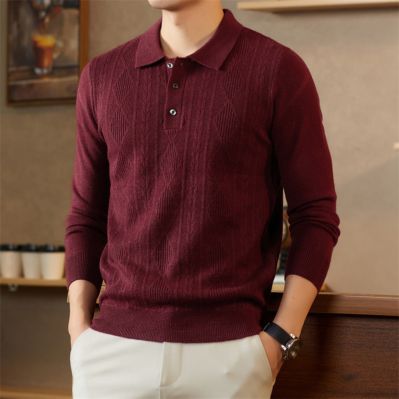Men's Fashionable Knitted Sweater with Sophisticated Diamond Pattern Lisslune